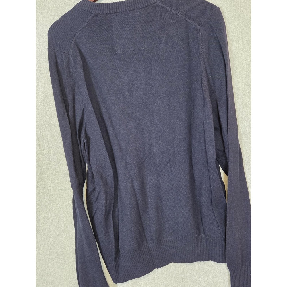 Abercrombie & Fitch Sweater Mens L Wool Mix V Neck Pullover Y2K Blue Preppy NEW - Picture 5 of 13